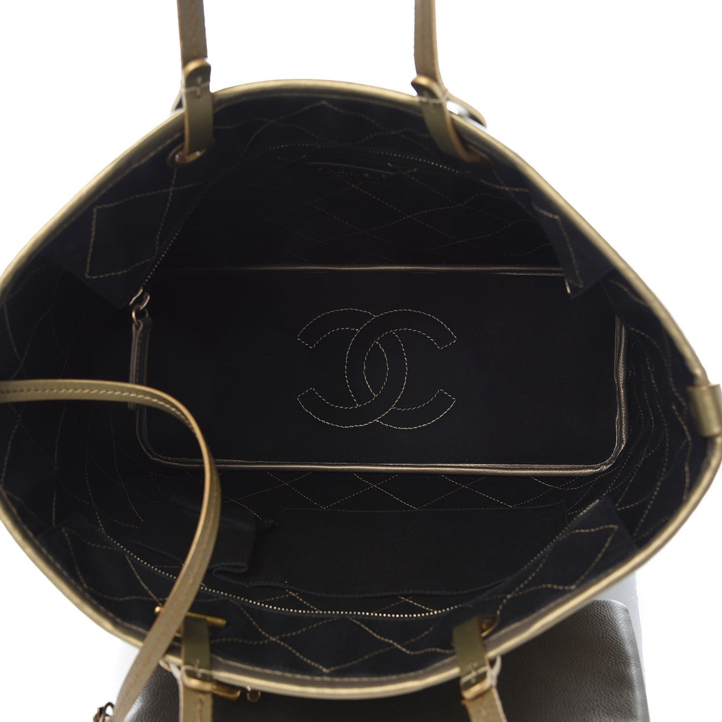Grained Calfskin Large Shopping Fever Tote Gold