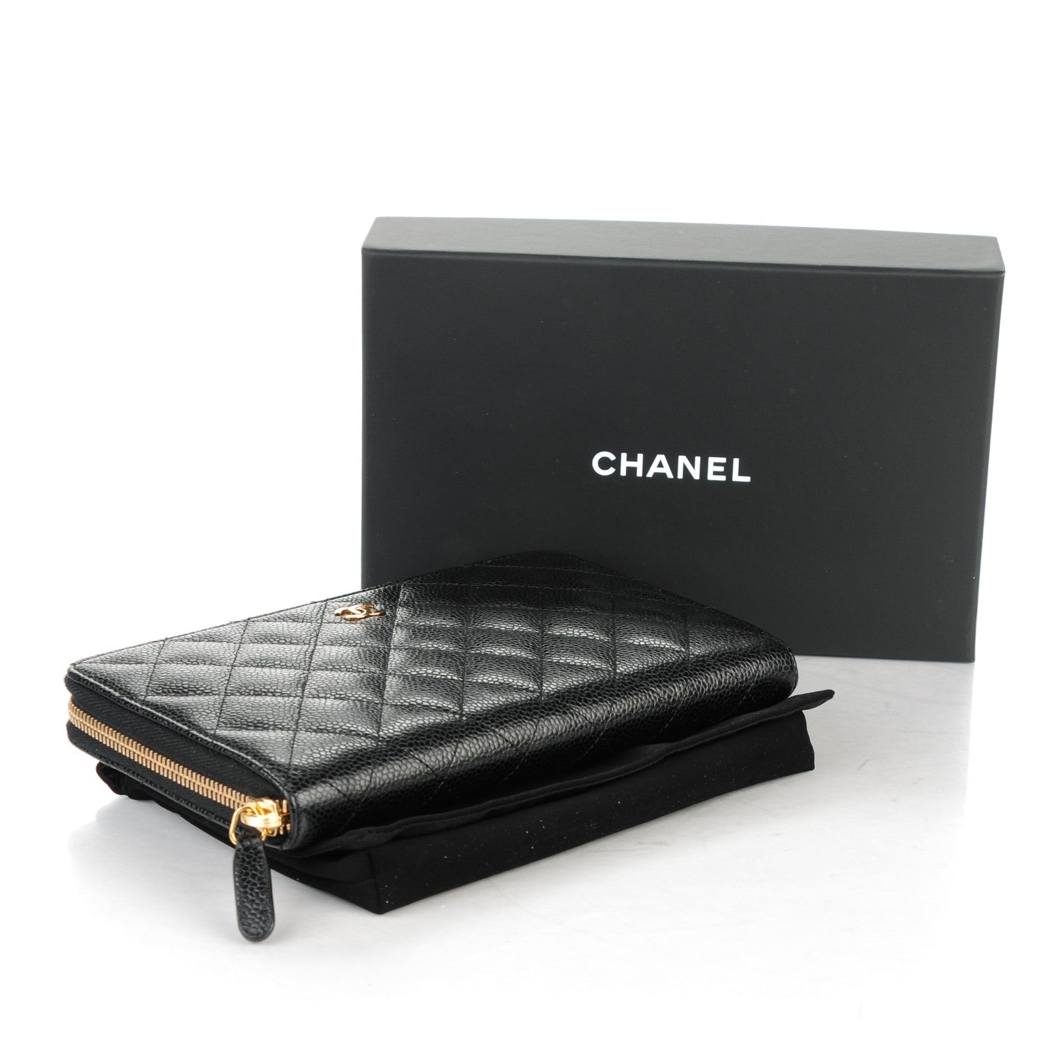 Chanel Caviar Quilted Large Zip Around Organizer Wallet Black 4 of 8