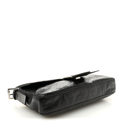 Fendi Crackled Calfskin Baguette 26424 Black 4 of 10