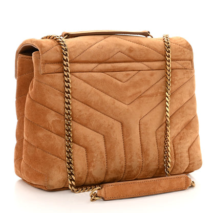 Saint Laurent Suede Calfskin Y Quilted Monogram Small Loulou Chain Satchel Cinnamon 3 of 9