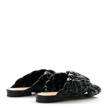 Bottega Veneta Shiny Nappa Intrecciato The Board Flat Sandals 36 Black 5 of 9