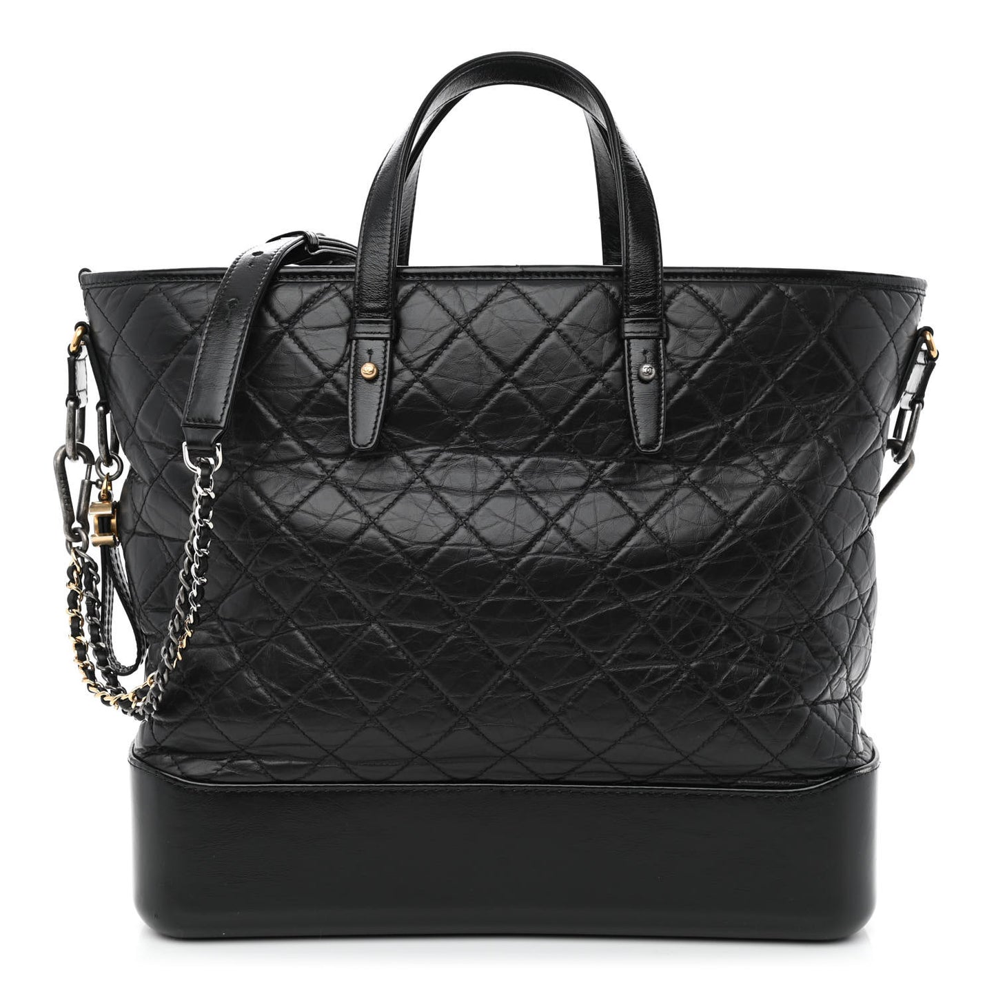 Aged Calfskin Quilted Large Gabrielle Shopping Tote Black