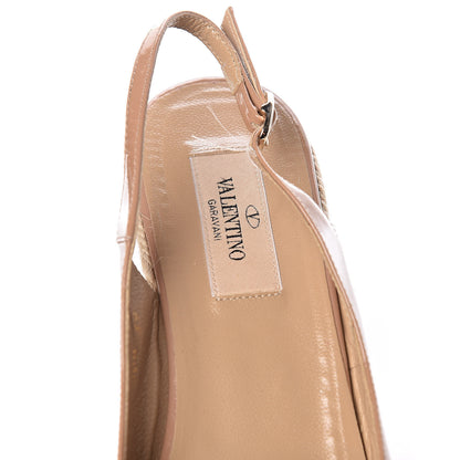 Valentino Garavani Patent Bow Espadrille Slingback Wedges 39 Beige 9 of 18