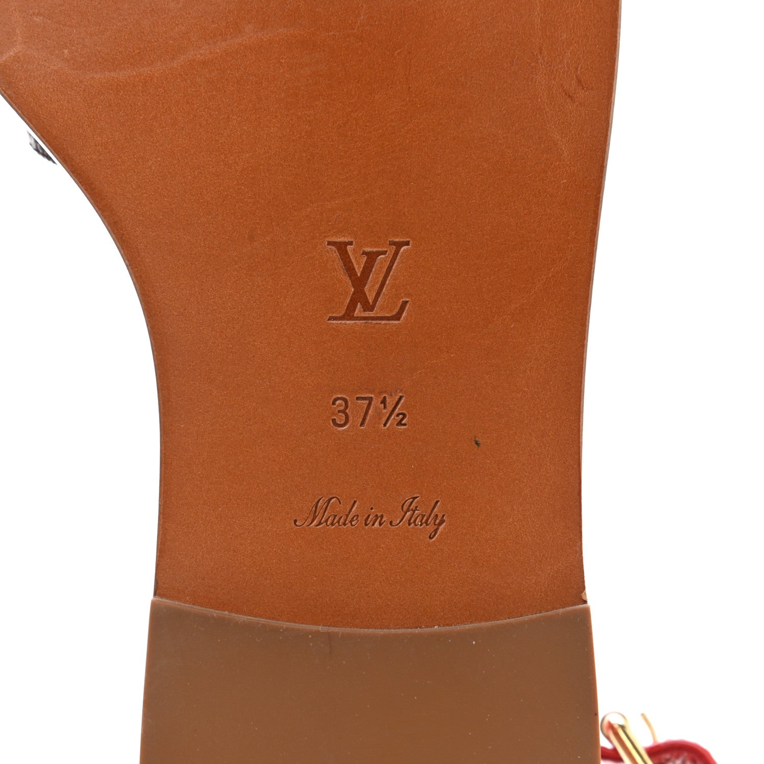 Louis Vuitton Monogram Patent Carimbo Flat Sandals 37.5 Red 6 of 9