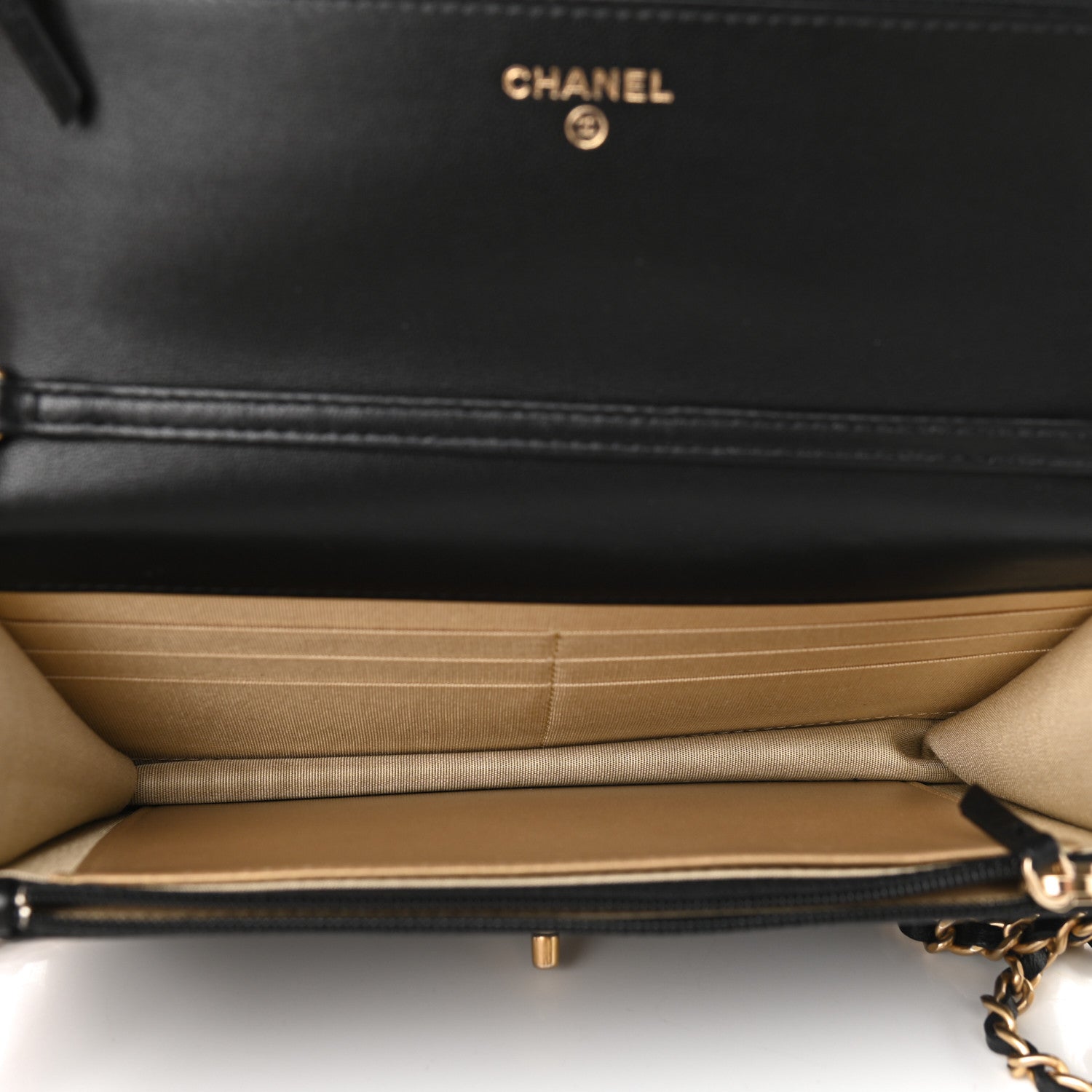 Chanel Lambskin Quilted CC Pearl Crush Wallet on Chain WOC Black 5 of 10