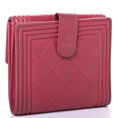 Chanel Lambskin Quilted Compact Boy Wallet Fuchsia 2 of 4