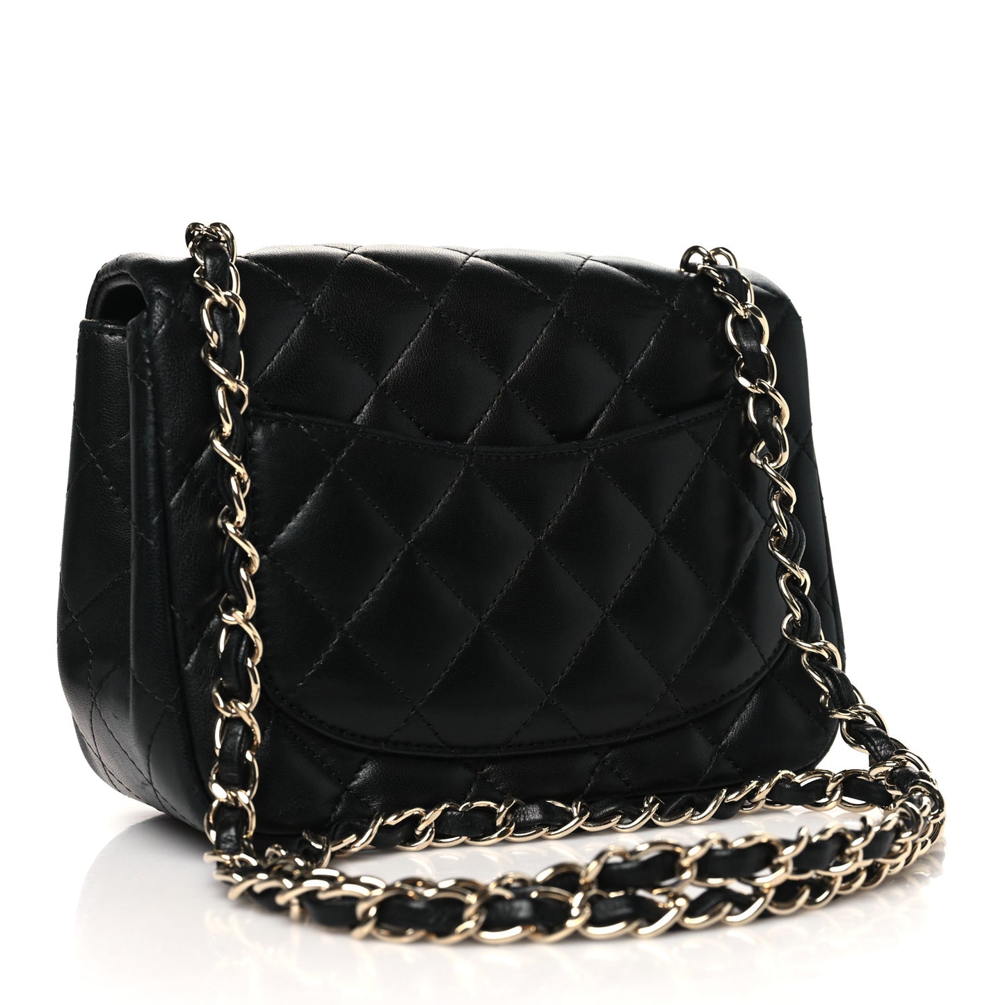 Lambskin Quilted Mini Square Flap Black