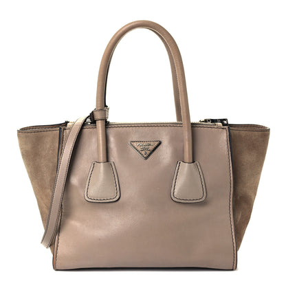 Prada Glace Calf Suede Twin Pocket Tote Pomice 1 of 10