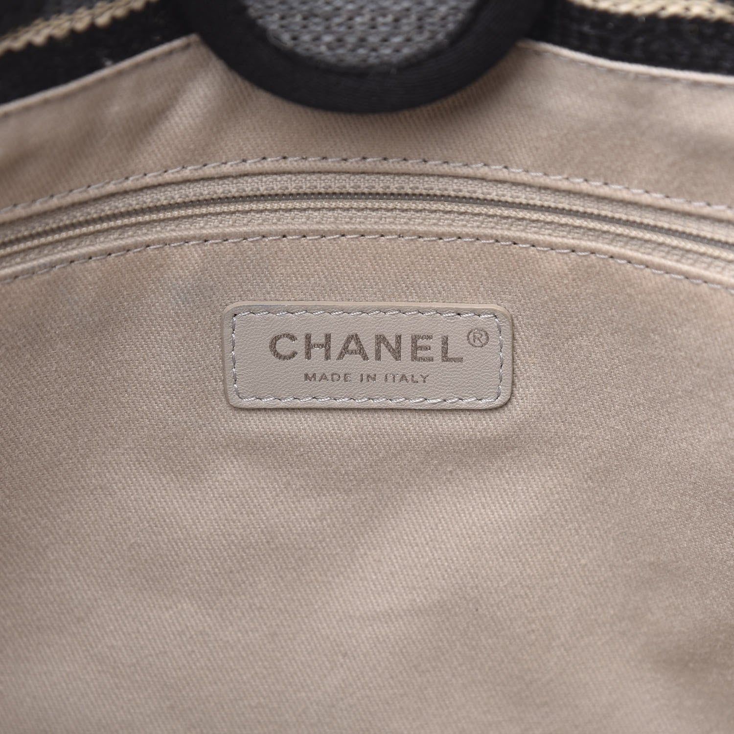 Chanel Striped Canvas Small Deauville Tote Grey Black 6 of 12