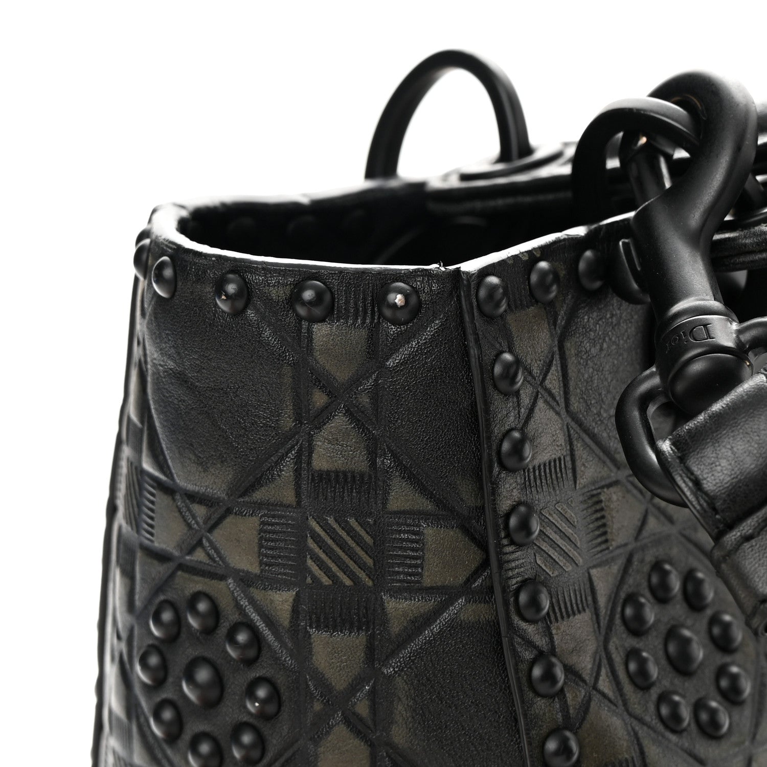 Christian Dior Calfskin Cannage Embossed Studded Medium Supple Lady Dior Black 16 of 16