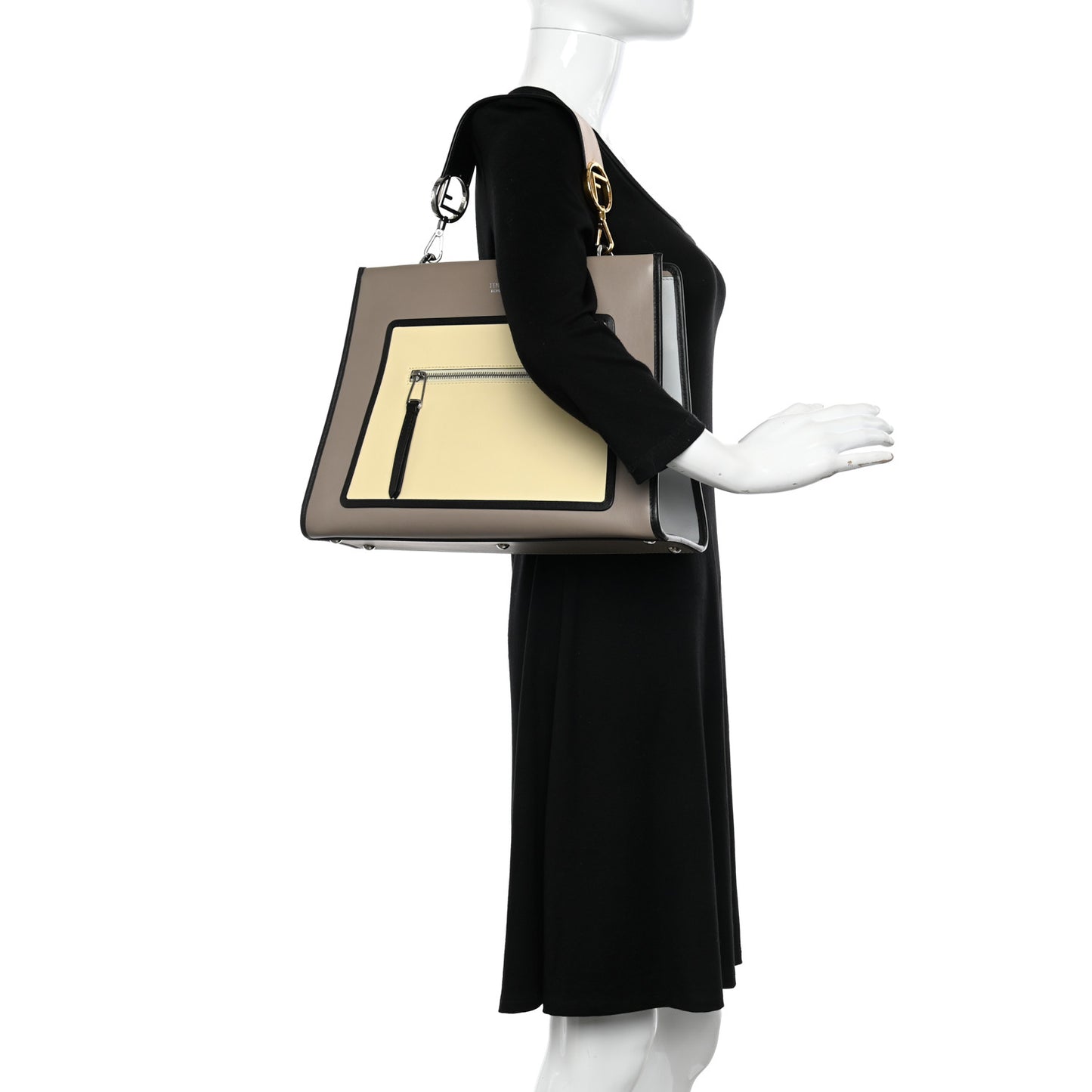 Vitello Century F is Fendi Regular Runaway Satchel Tortora Burro Multicolor