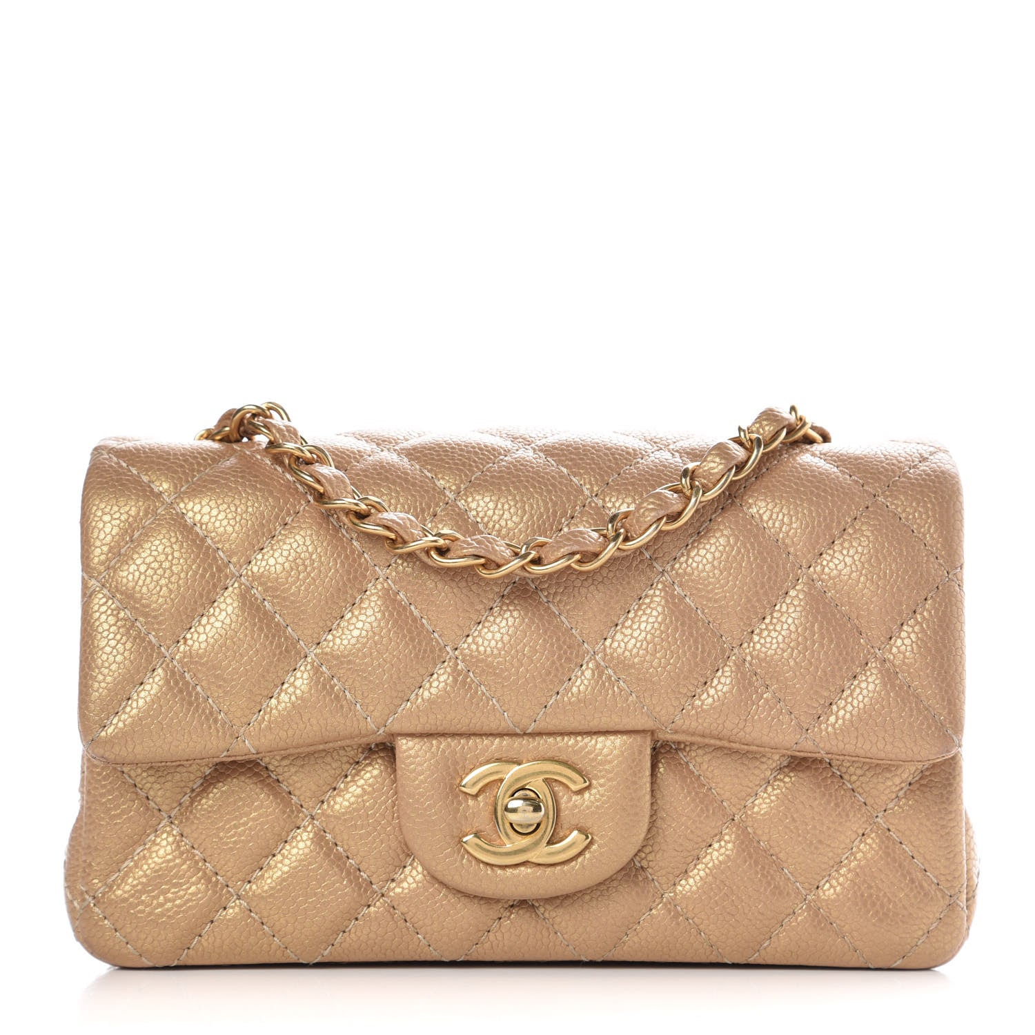 Chanel Pearly Caviar Quilted Mini Rectangular Flap Gold 1 of 7