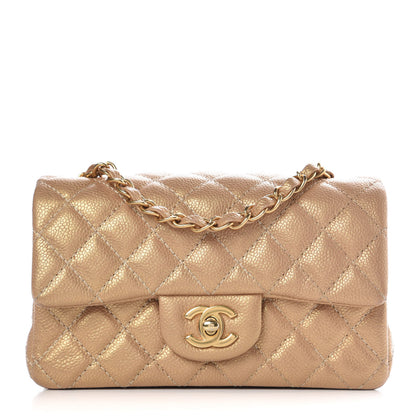 Chanel Pearly Caviar Quilted Mini Rectangular Flap Gold 1 of 7