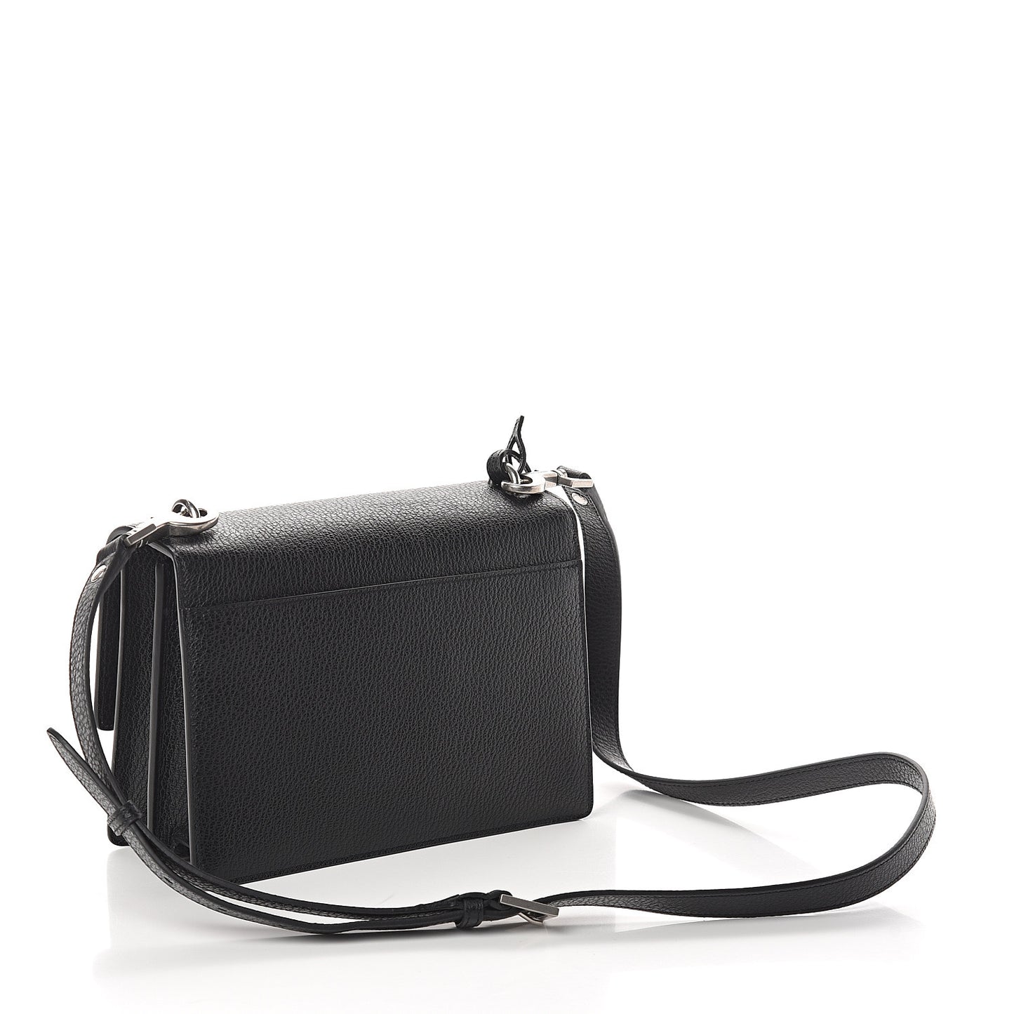 Grained Calfskin Medium Monogram Sunset Satchel Black