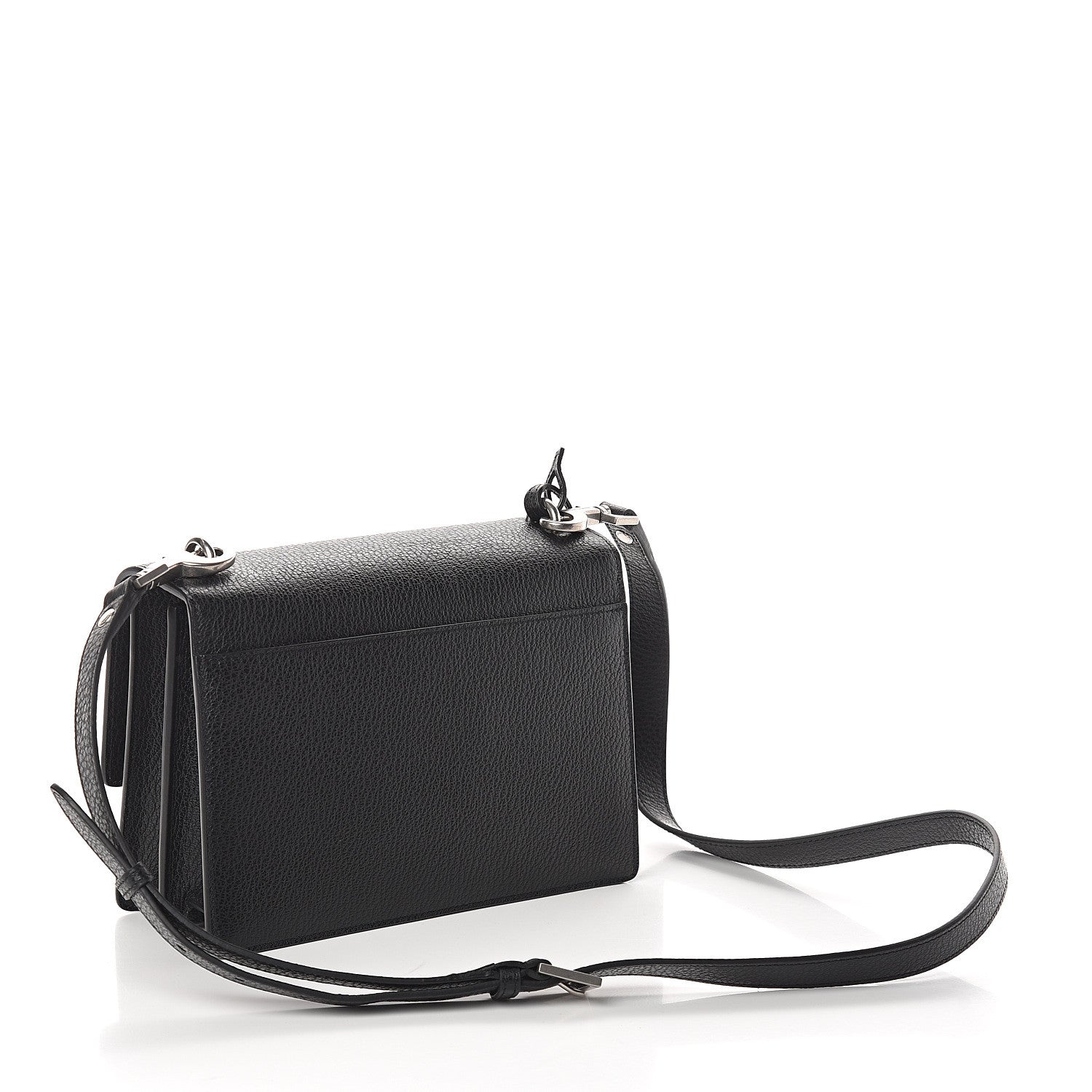 Saint Laurent Grained Calfskin Medium Monogram Sunset Satchel Black 2 of 8