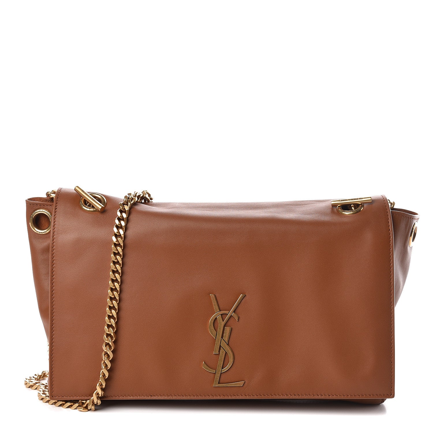 Saint Laurent Smooth Calfskin Suede Medium Reversible Monogram Kate Satchel Light Ochre 4 of 11