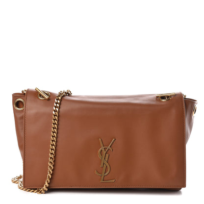 Saint Laurent Smooth Calfskin Suede Medium Reversible Monogram Kate Satchel Light Ochre 4 of 11