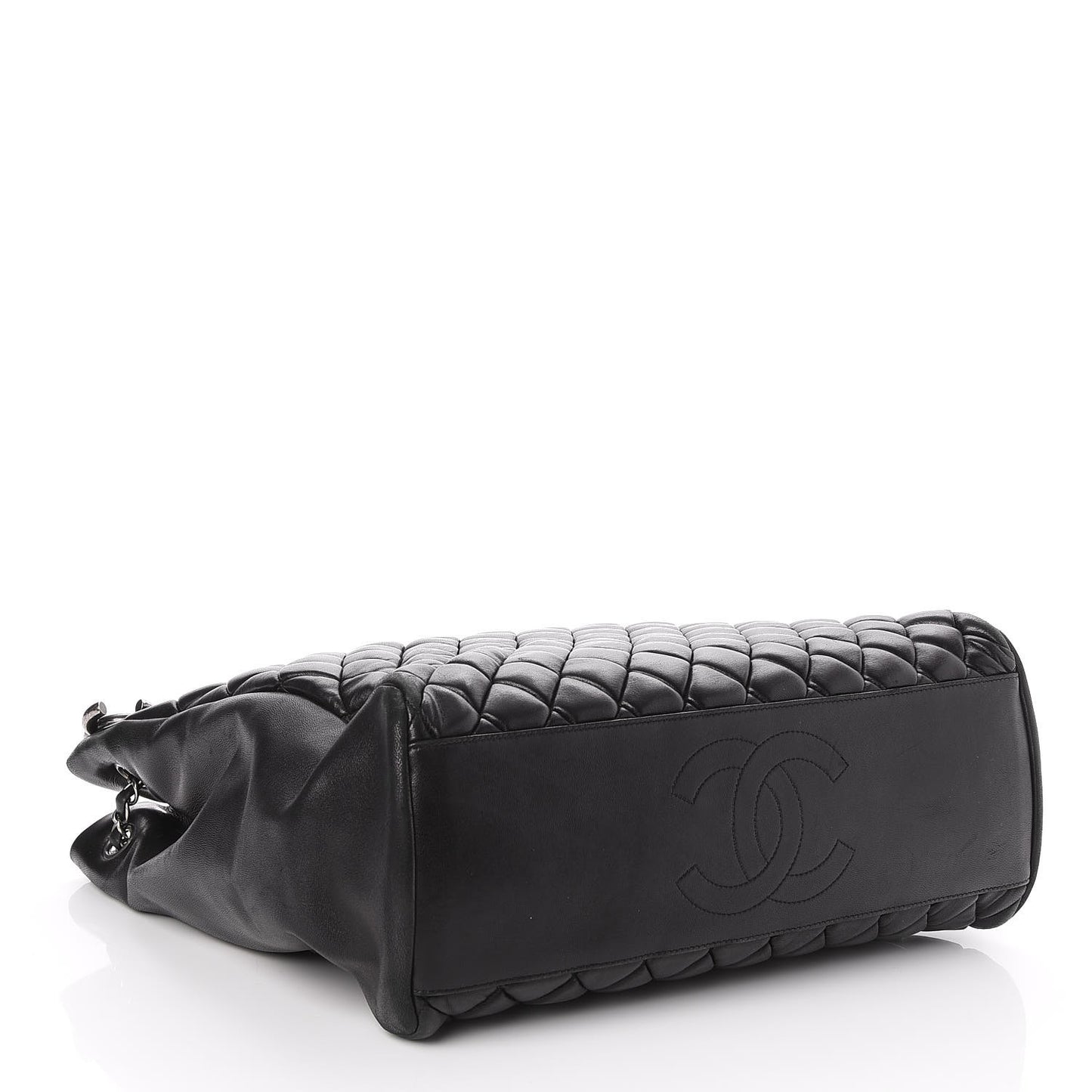 Lambskin Quilted Medium New Bubble North South Tote Black