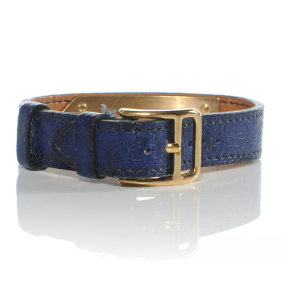 Hermes Stainless Steel Ostrich Kelly Watch Replacement Band Strap Bleu Saphir 3 of 5