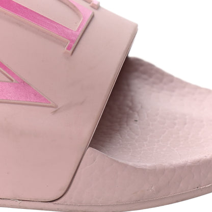 Valentino Garavani Rubber VLTN Pool Slide Sandals 37 Water Rose Disco Pink 14 of 16