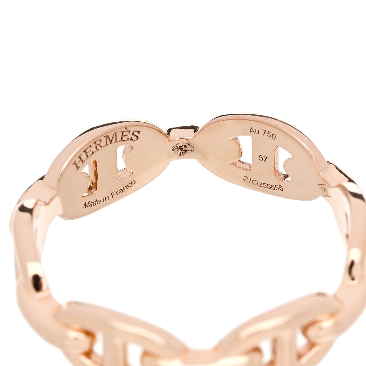 Hermes 18K Rose Gold PM Chaine d'Ancre Enchainee Ring 57 8 4 of 5