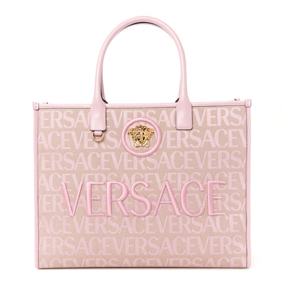 Versace Jacquard Canvas Large Allover Medusa Tote Baby Pink Beige 1 of 10