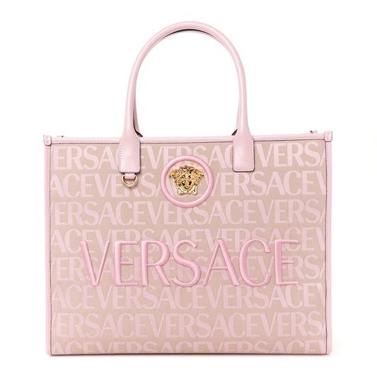 Jacquard Canvas Large Allover Medusa Tote Baby Pink Beige