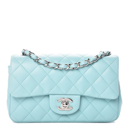 Chanel Lambskin Quilted Mini Rectangular Flap Light Blue 1 of 10