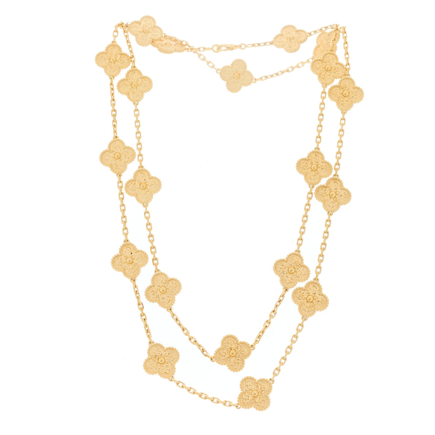 18K Yellow Gold 20 Motifs Vintage Alhambra Necklace