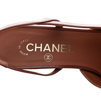 Chanel Calfskin Cap Toe CC Slingback Pumps 38.5 Brown 7 of 10