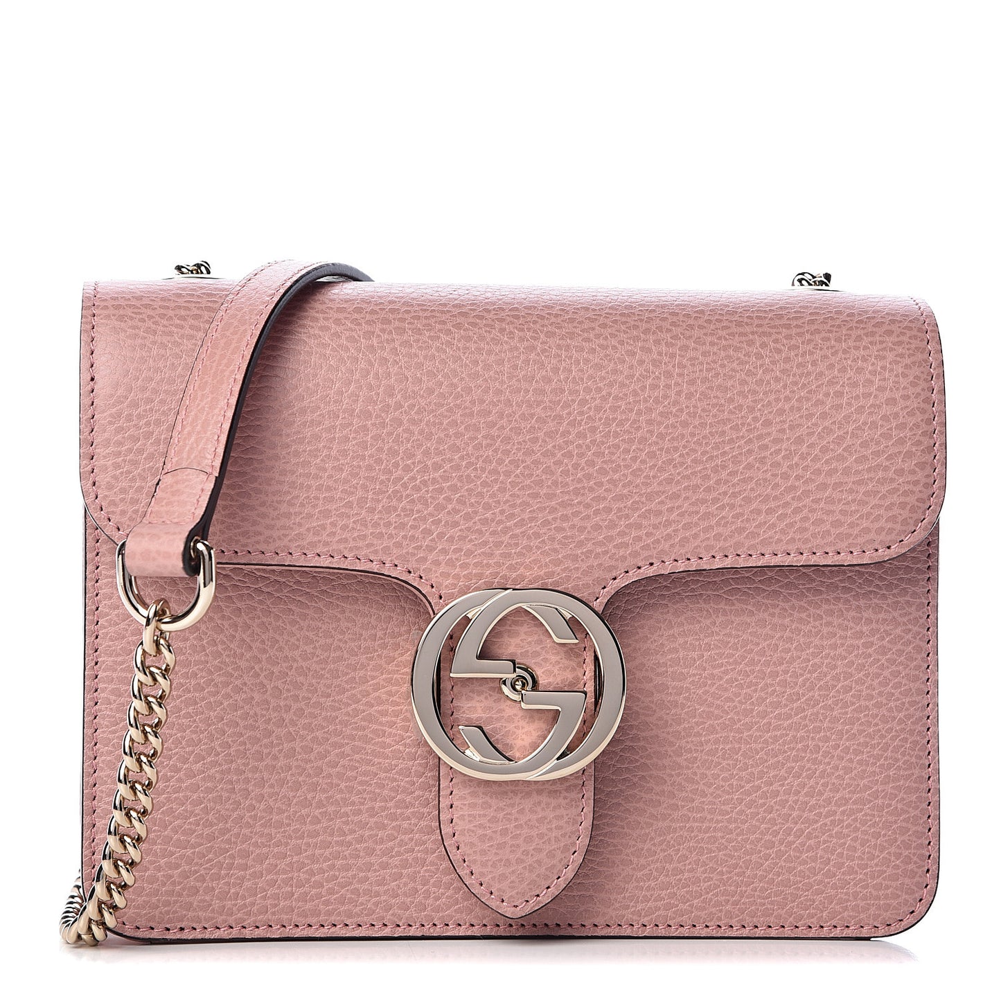 Dollar Calfskin Small Interlocking G Shoulder Bag Soft Pink