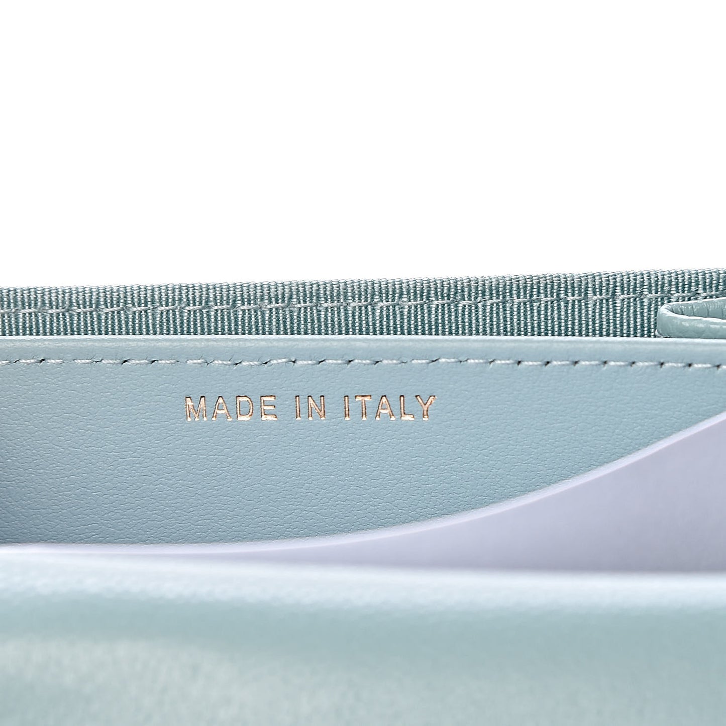 Caviar Quilted Flap Card Holder Wallet Light Blue