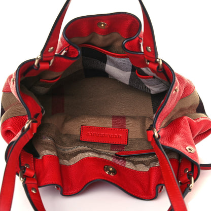 Burberry Grainy Calfskin House Check Small Maidstone Red 5 of 14