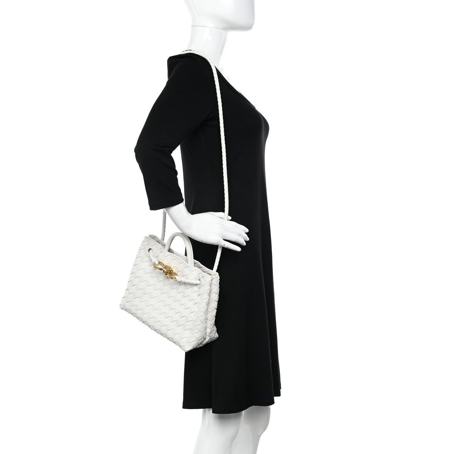 Bottega Veneta Nappa Intrecciato Small Andiamo Shoulder Bag White 2 of 10