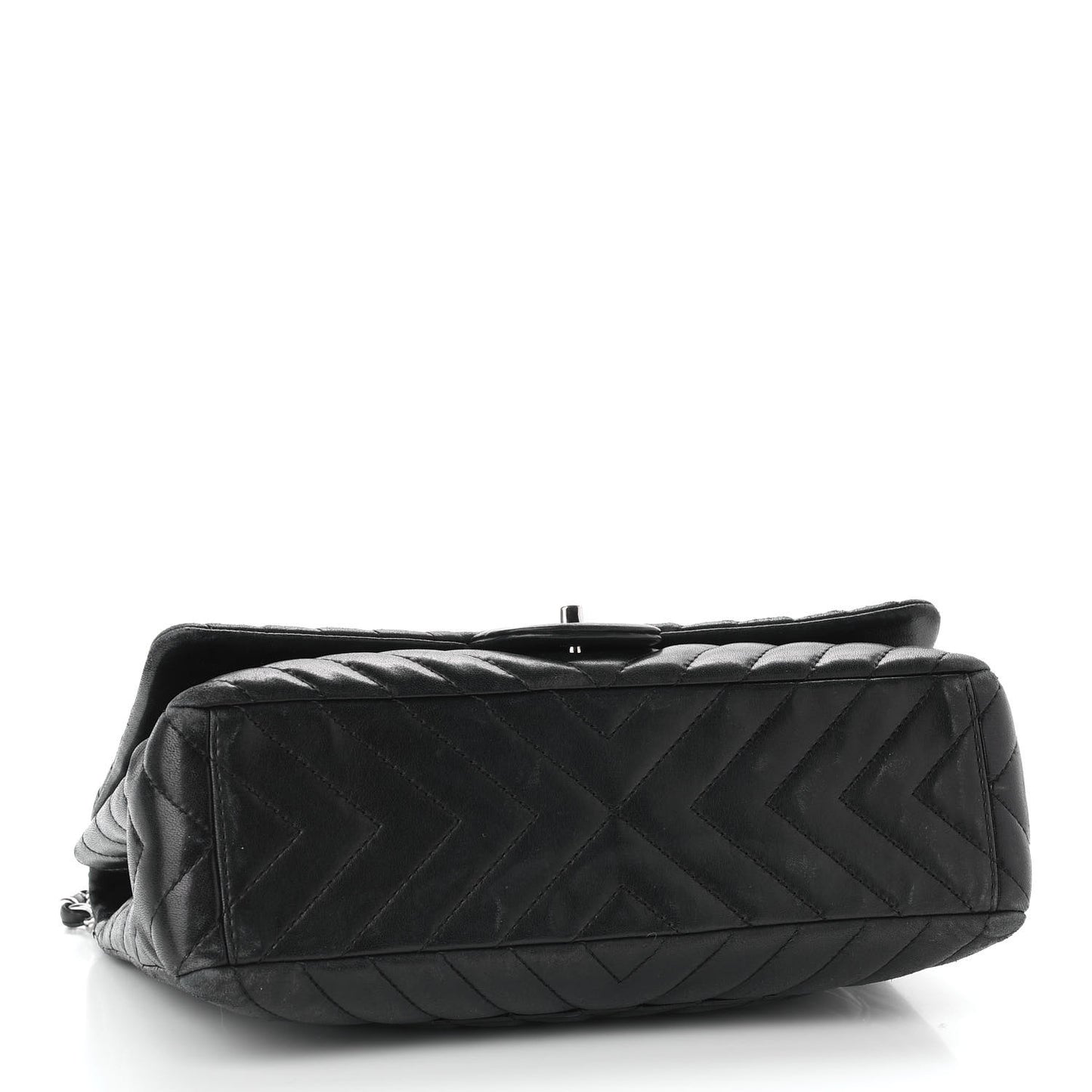 Lambskin Chevron Quilted Maxi Single Flap Black