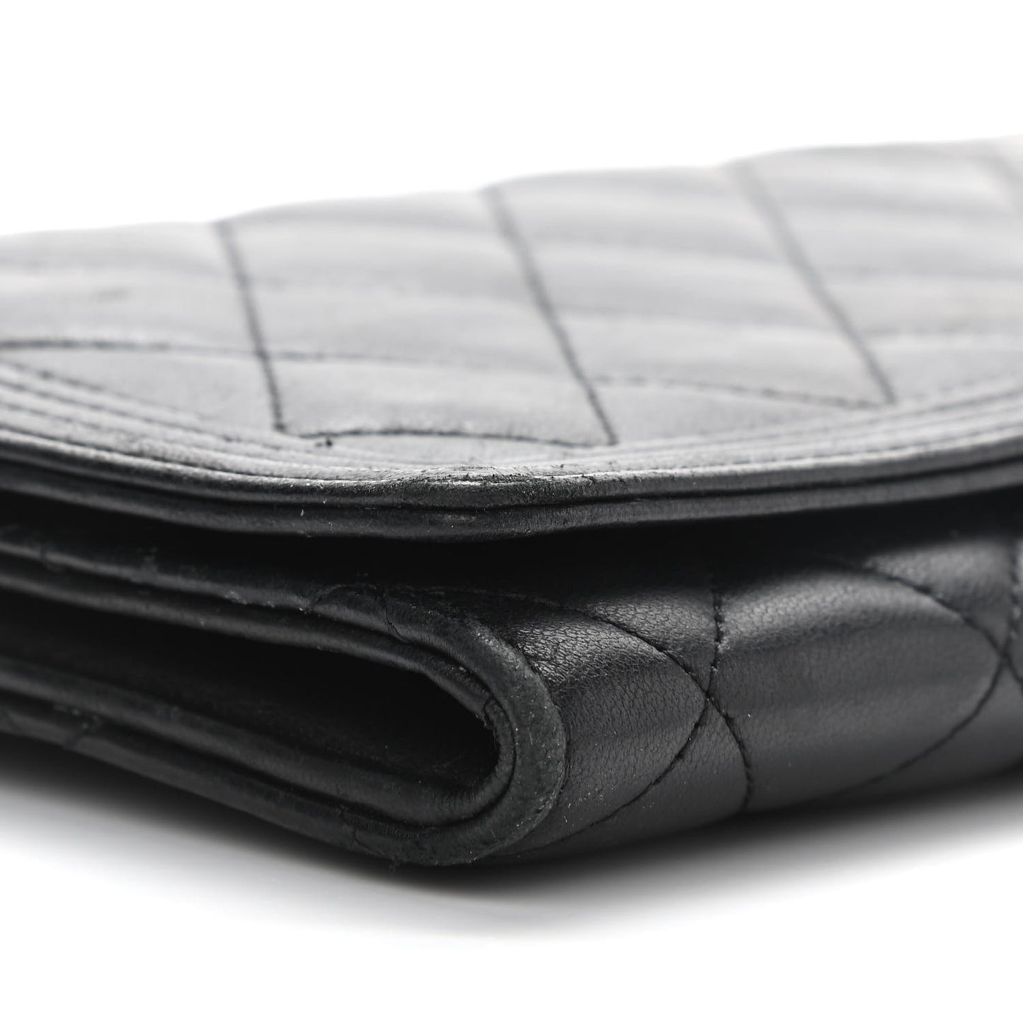 Lambskin Quilted Boy Wallet On Removable Chain WOC Black