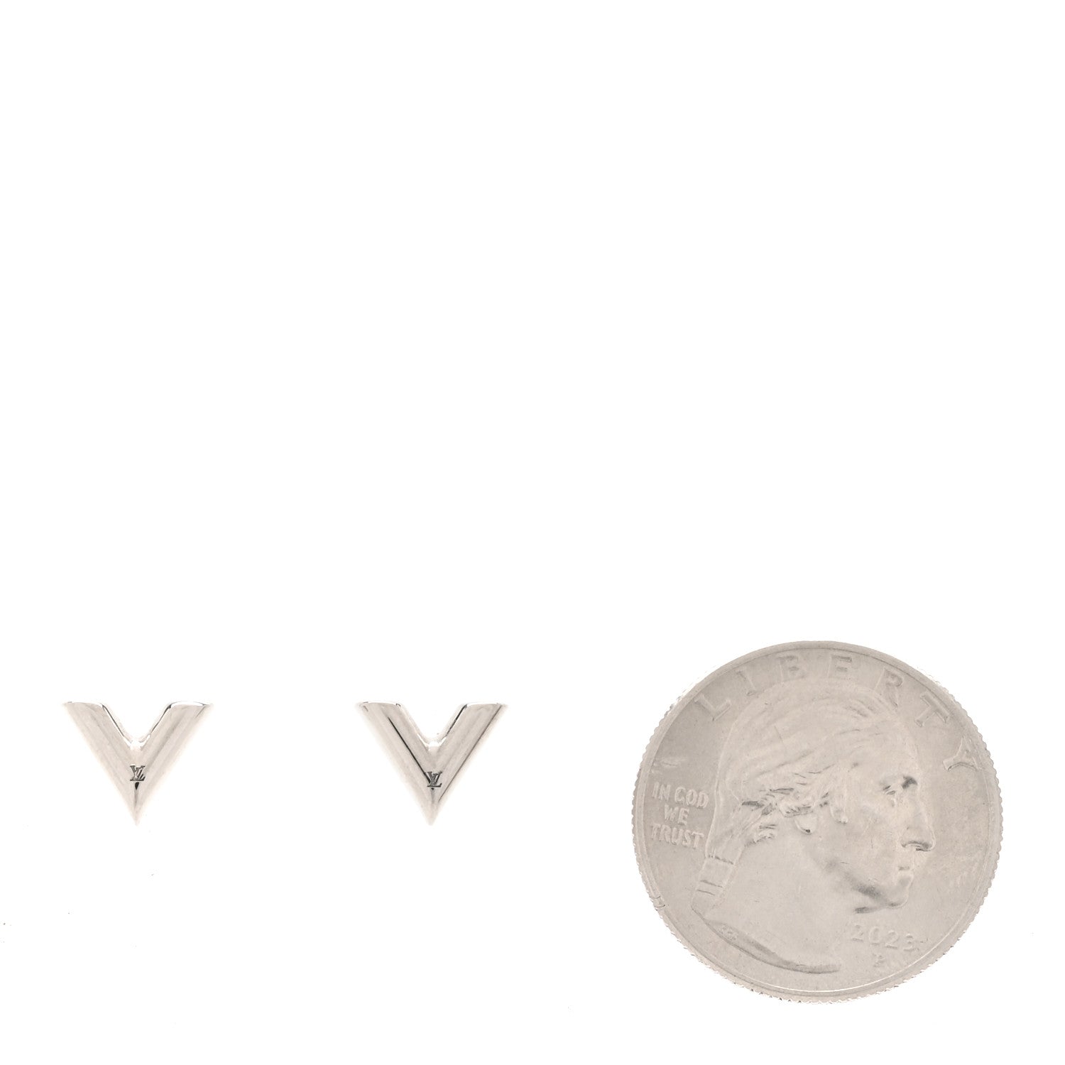 Louis Vuitton Essential V Stud Earrings Silver 2 of 5