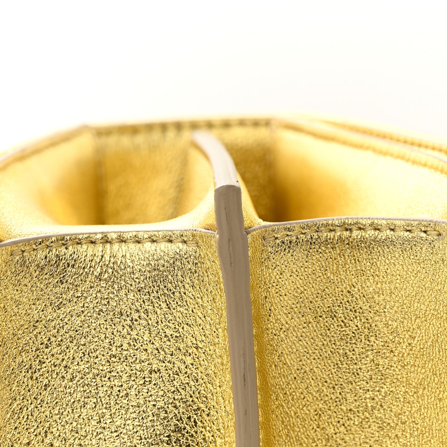 Metallic Calfskin Quilted Knuckle Shoulder Bag Gold