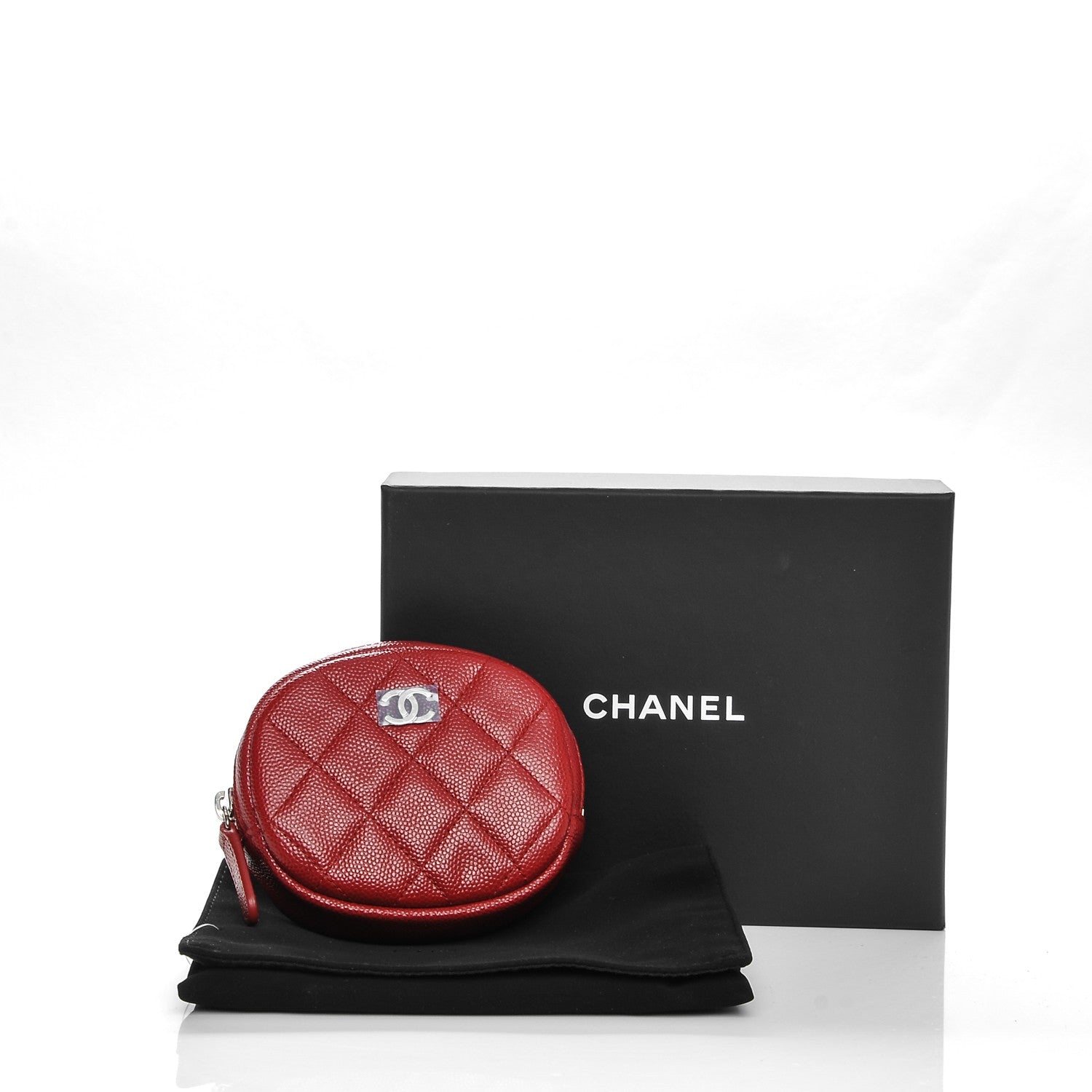 Chanel Caviar Quilted Zip Around Classic Coin Purse Red 8 of 8