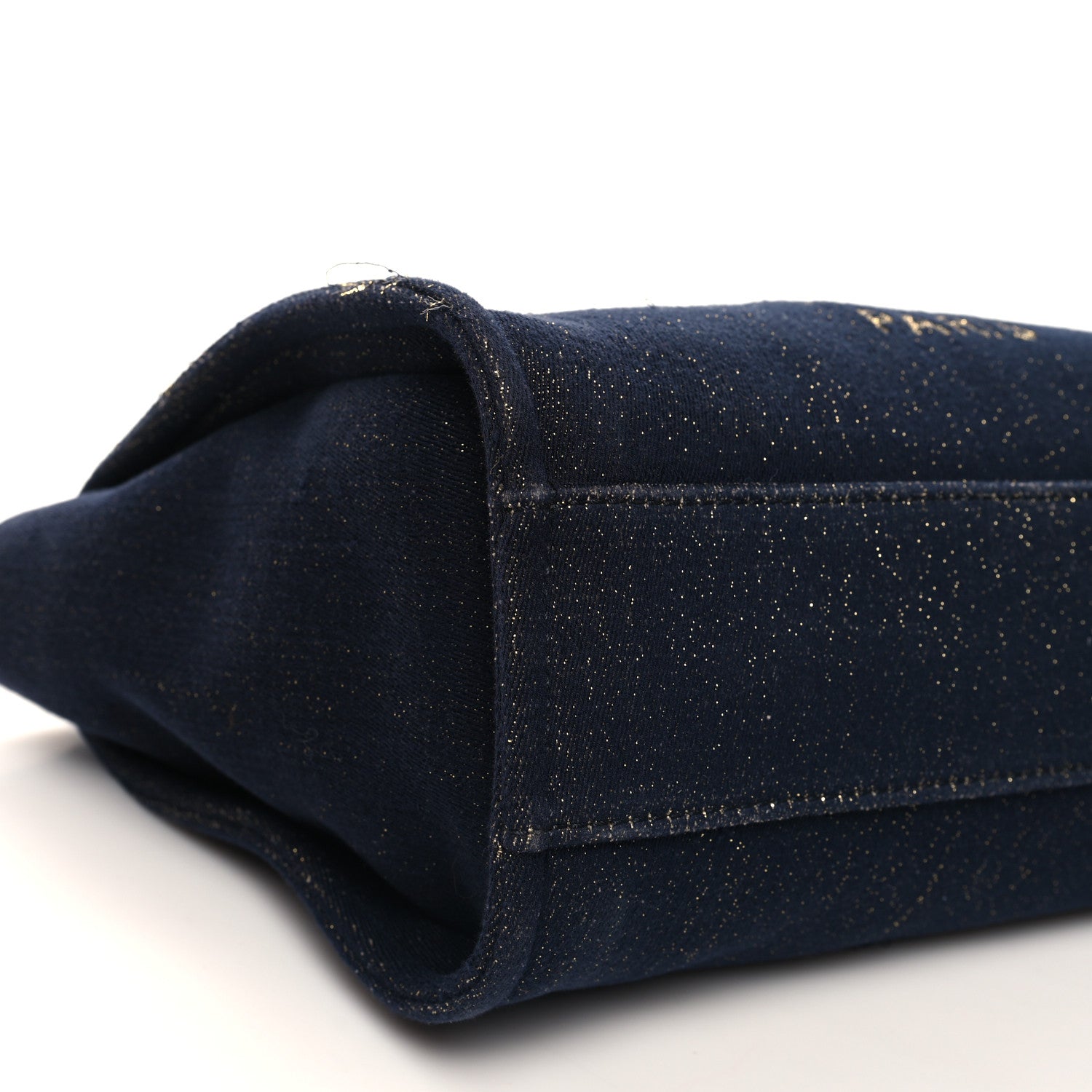 Chanel Lurex Canvas Small Deauville Tote Navy Blue Gold 9 of 12