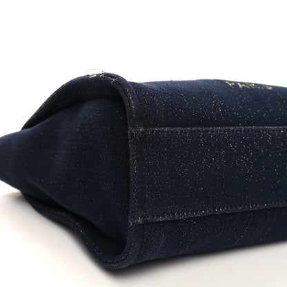 Chanel Lurex Canvas Small Deauville Tote Navy Blue Gold 9 of 12