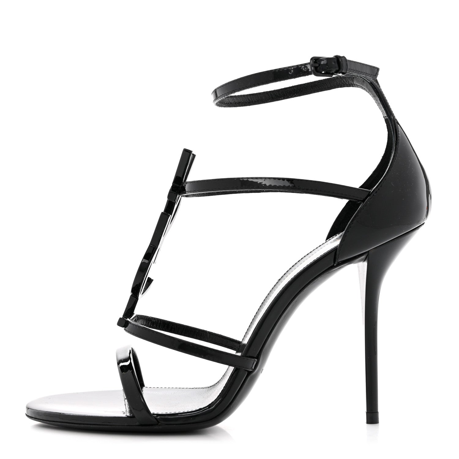 Saint Laurent Patent Cassandra 100 Sandals 38 Black 1 of 9