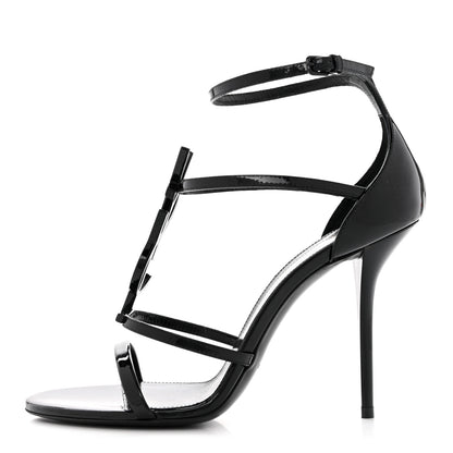 Saint Laurent Patent Cassandra 100 Sandals 38 Black 1 of 9