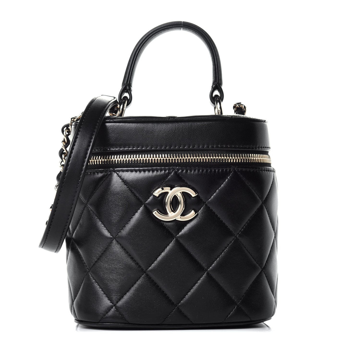 Lambskin Quilted Trendy Vanity Case Black