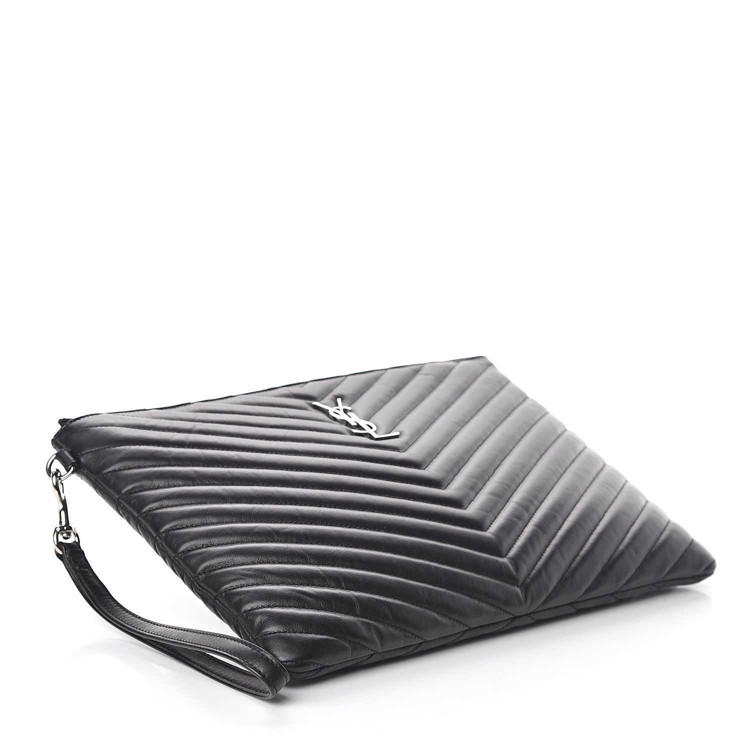 Saint Laurent Calfskin Matelasse Monogram Cassandre Tablet Pouch Black 3 of 5