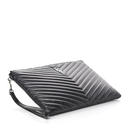 Saint Laurent Calfskin Matelasse Monogram Cassandre Tablet Pouch Black 3 of 6