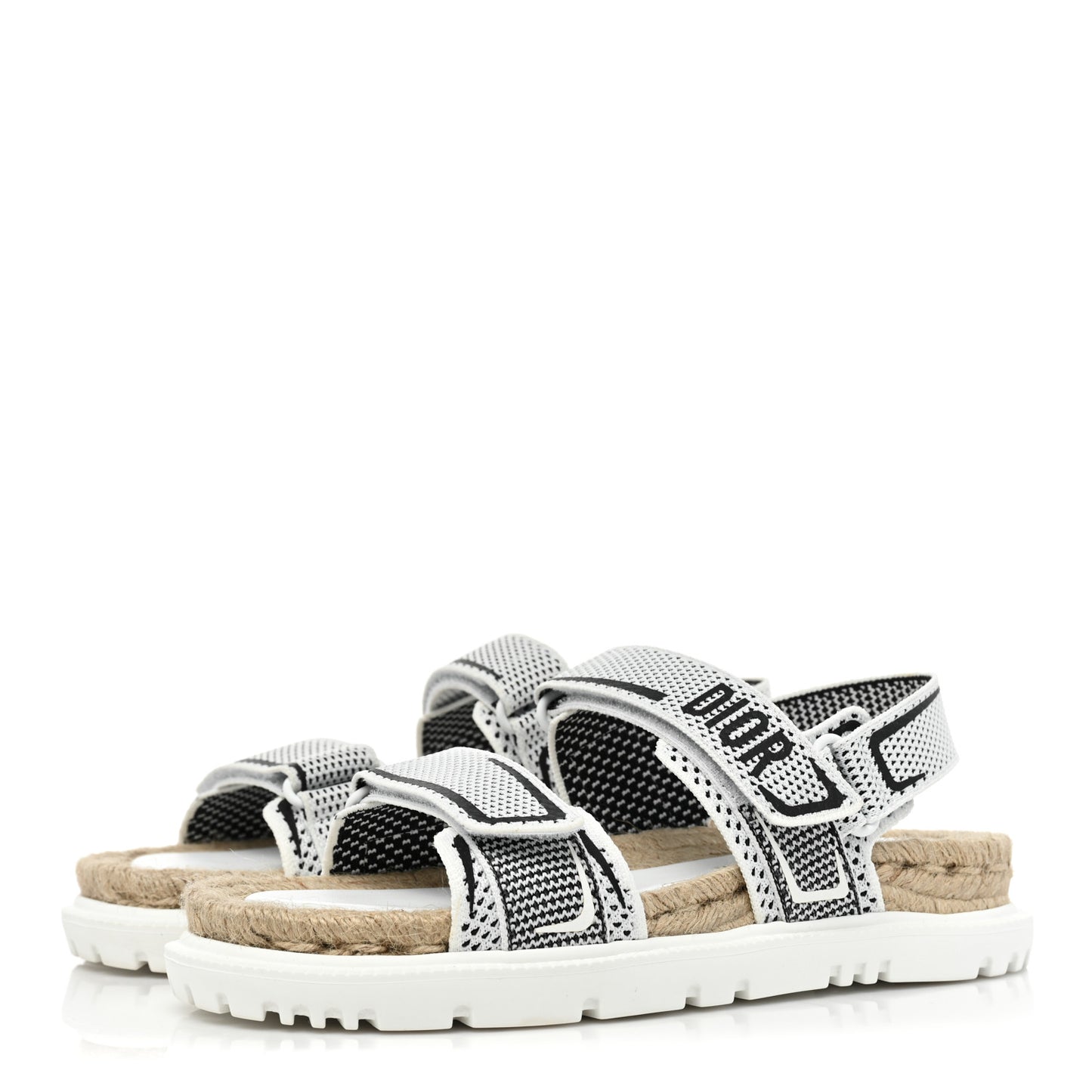 Technical Knit Jute Dioract 10mm Sandals 38 White Black