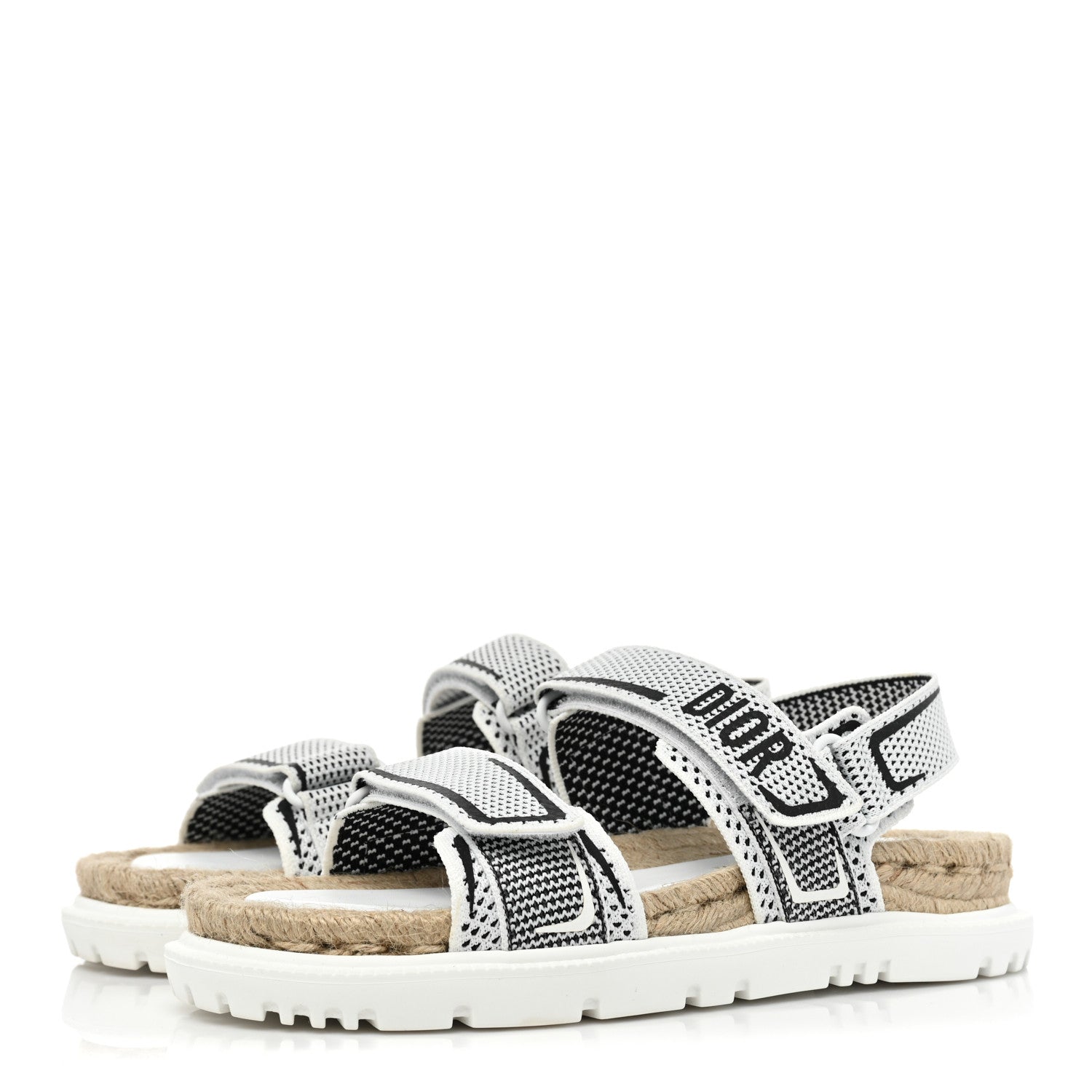 Christian Dior Technical Knit Jute Dioract 10mm Sandals 38 White Black 3 of 10