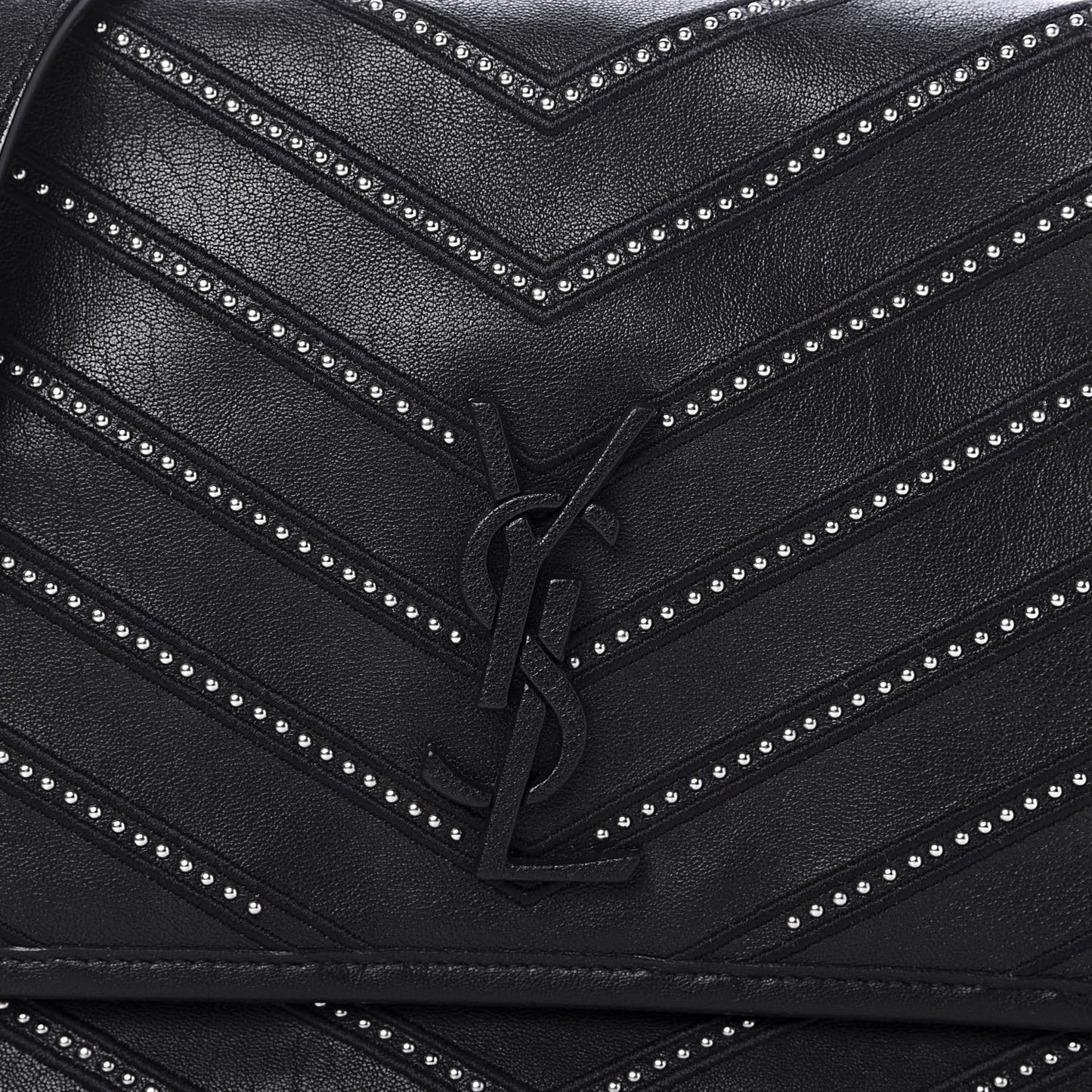 Lambskin Matelasse Monogram Microstud Medium Niki Chain Satchel Black