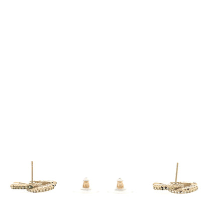 Chanel Crystal Timeless CC Earrings Light Gold 3 of 5